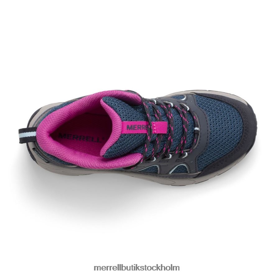 barn Merrell marinblå/turkos/fuchsia oakcreek mellanspets vattentät stövel skor DP80HP1443
