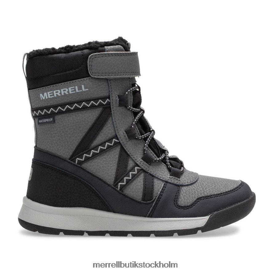 barn Merrell svart/grå snow crush 2.0 vattentät stövel skor DP80HP1507