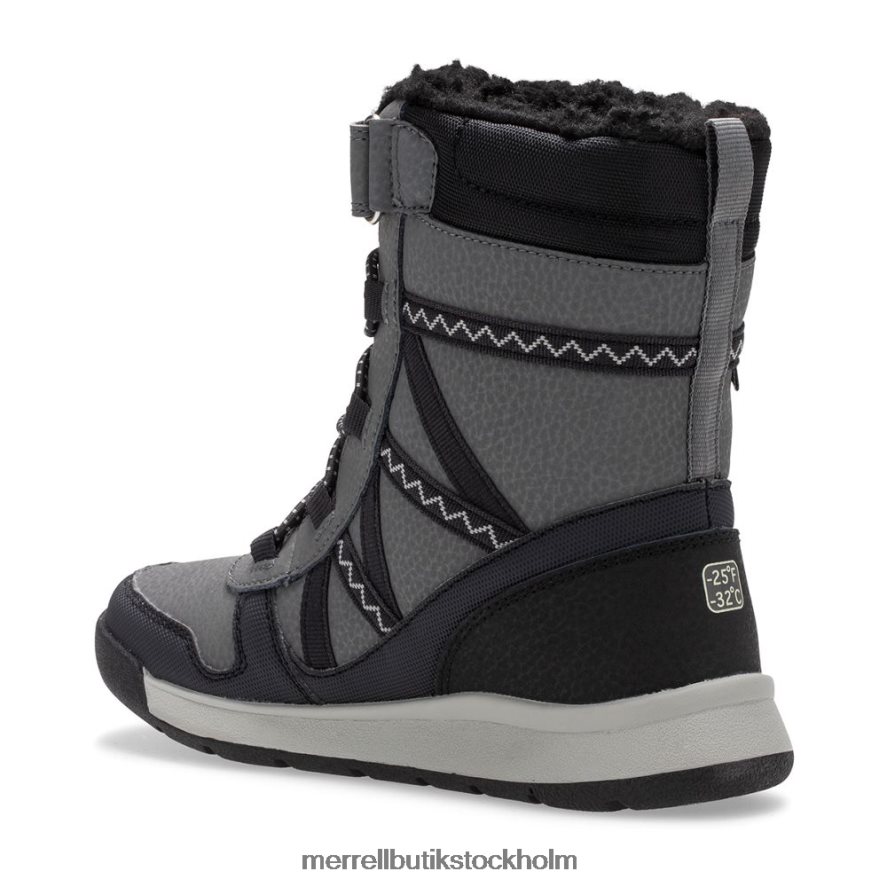 barn Merrell svart/grå snow crush 2.0 vattentät stövel skor DP80HP1507