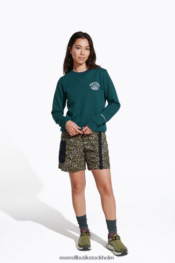 kvinnor Merrell sjömossa godmodig fleece crew neck kläder DP80HP1231