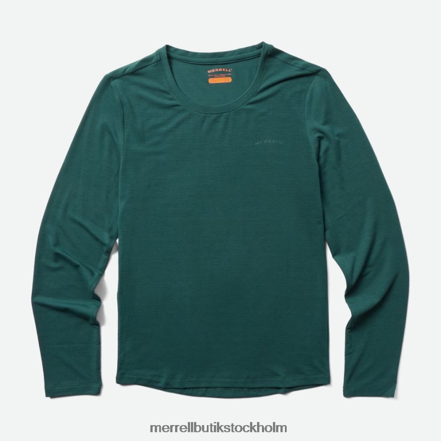 kvinnor Merrell sjömossa vardags långärmad t-shirt med tencel kläder DP80HP1233