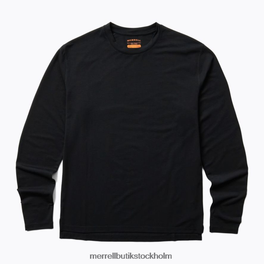 kvinnor Merrell svart perfekt långärmad t-shirt med tencel kläder DP80HP1010