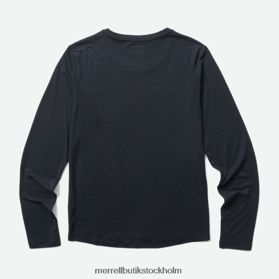 kvinnor Merrell svart vardags långärmad t-shirt med tencel kläder DP80HP1232