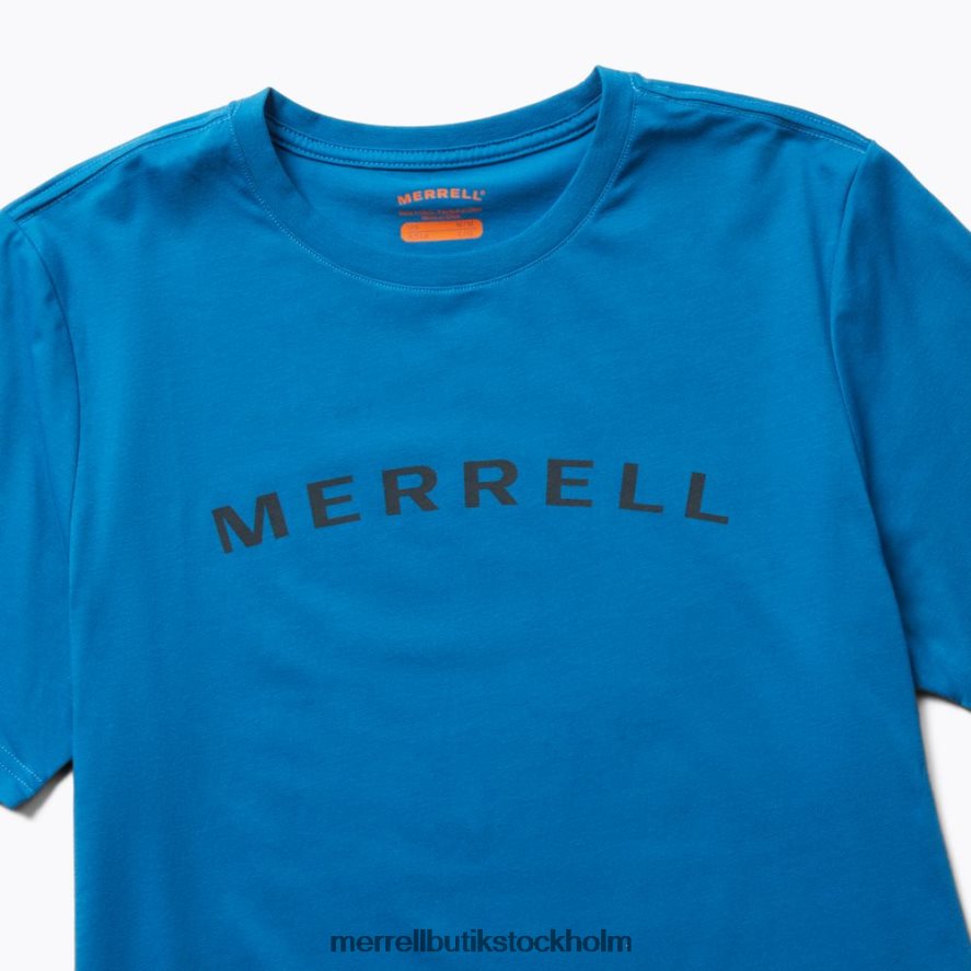 män Merrell blå ordmärke kortärmad t-shirt kläder DP80HP583