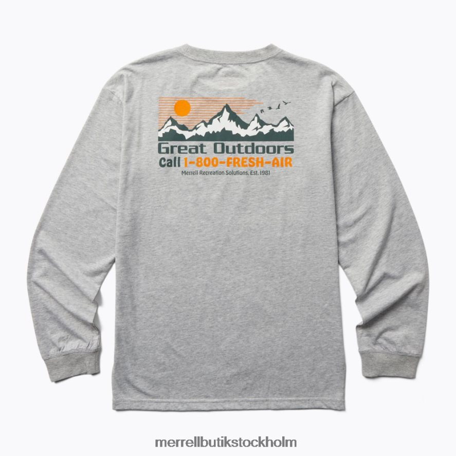 män Merrell grå ljung långärmad t-shirt utomhus kläder DP80HP561