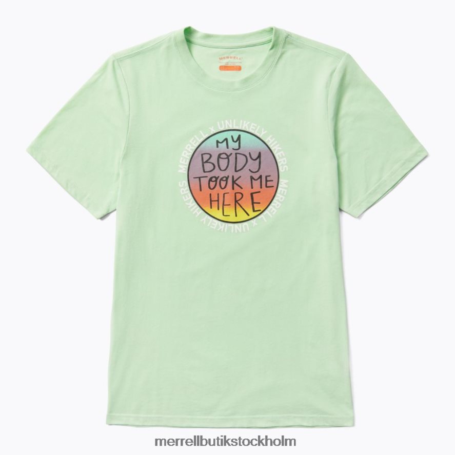 män Unlikely Hikers X Merrell dimmgrönt kortärmad t-shirt kläder DP80HP450