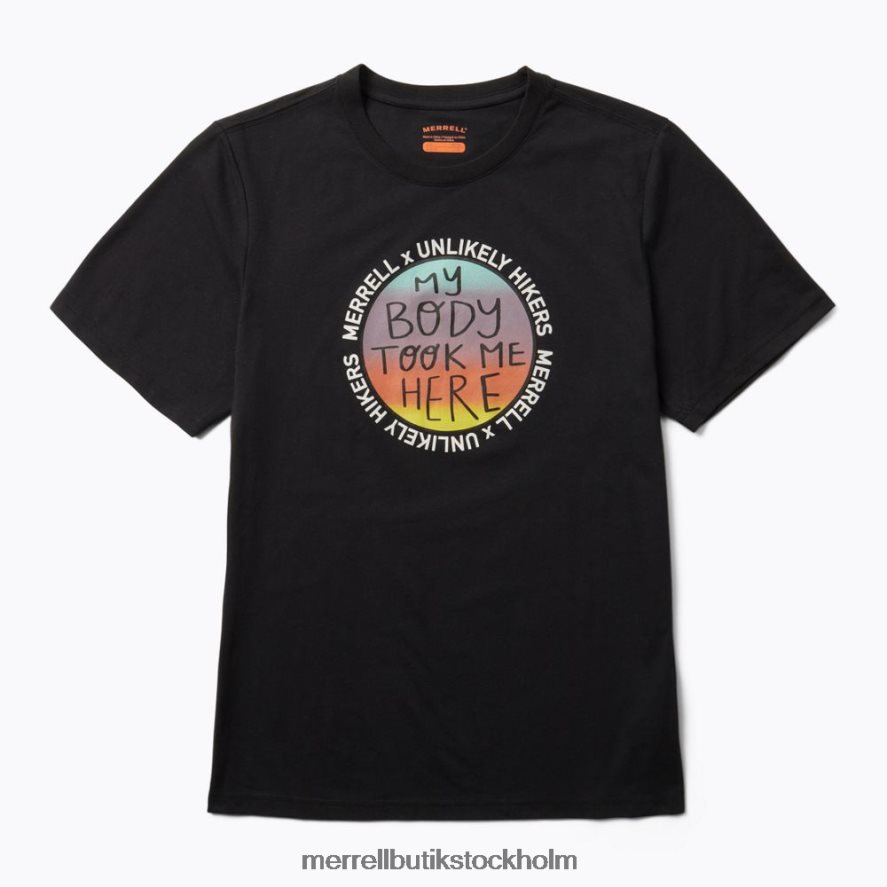 män Unlikely Hikers X Merrell svart kortärmad t-shirt kläder DP80HP451
