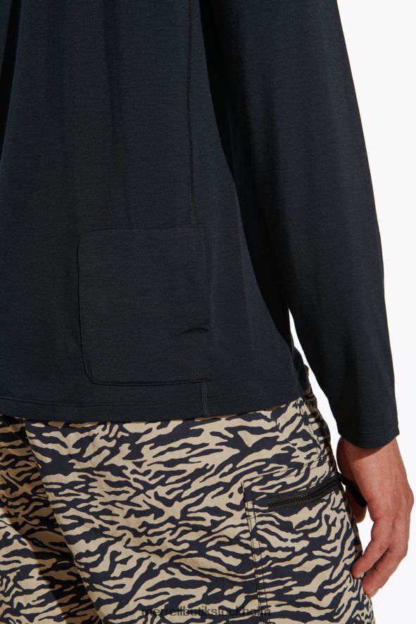 män Merrell svart vardags långärmad t-shirt med tencel kläder DP80HP336