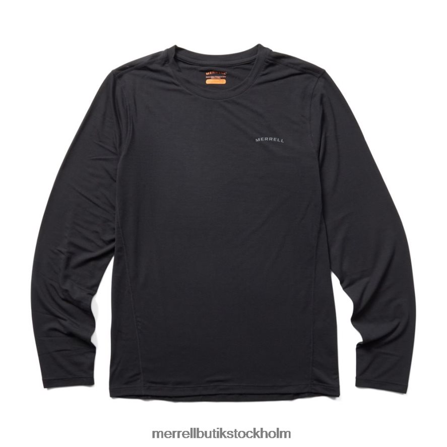 män Merrell svart vardags långärmad t-shirt med tencel kläder DP80HP336