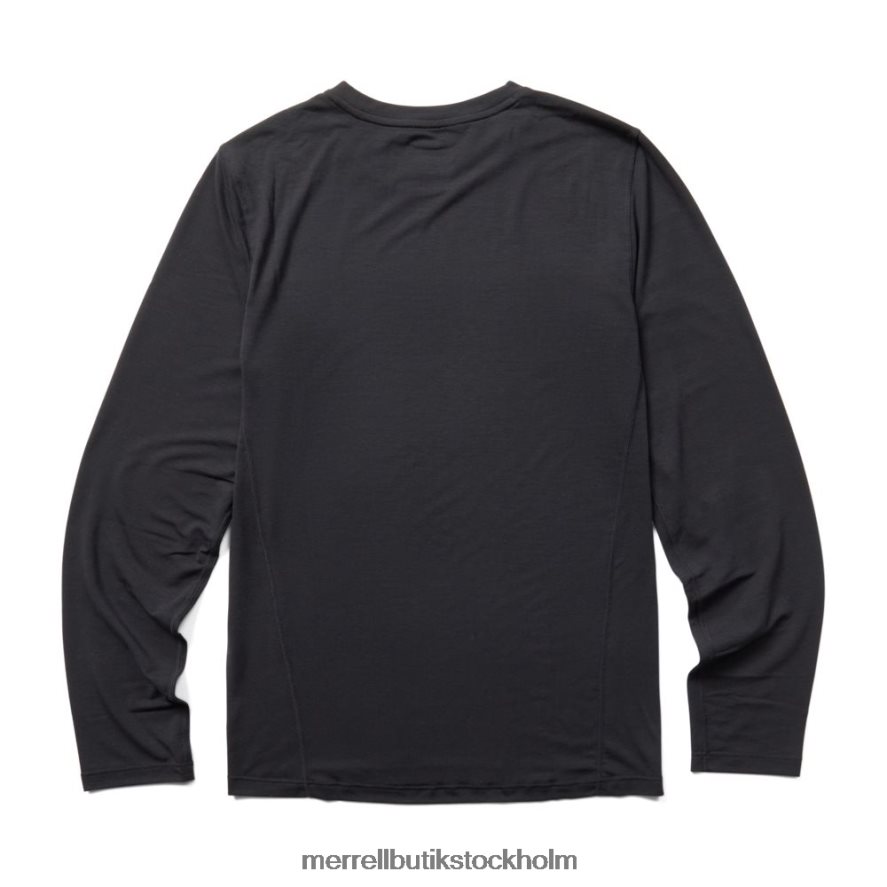 män Merrell svart vardags långärmad t-shirt med tencel kläder DP80HP336