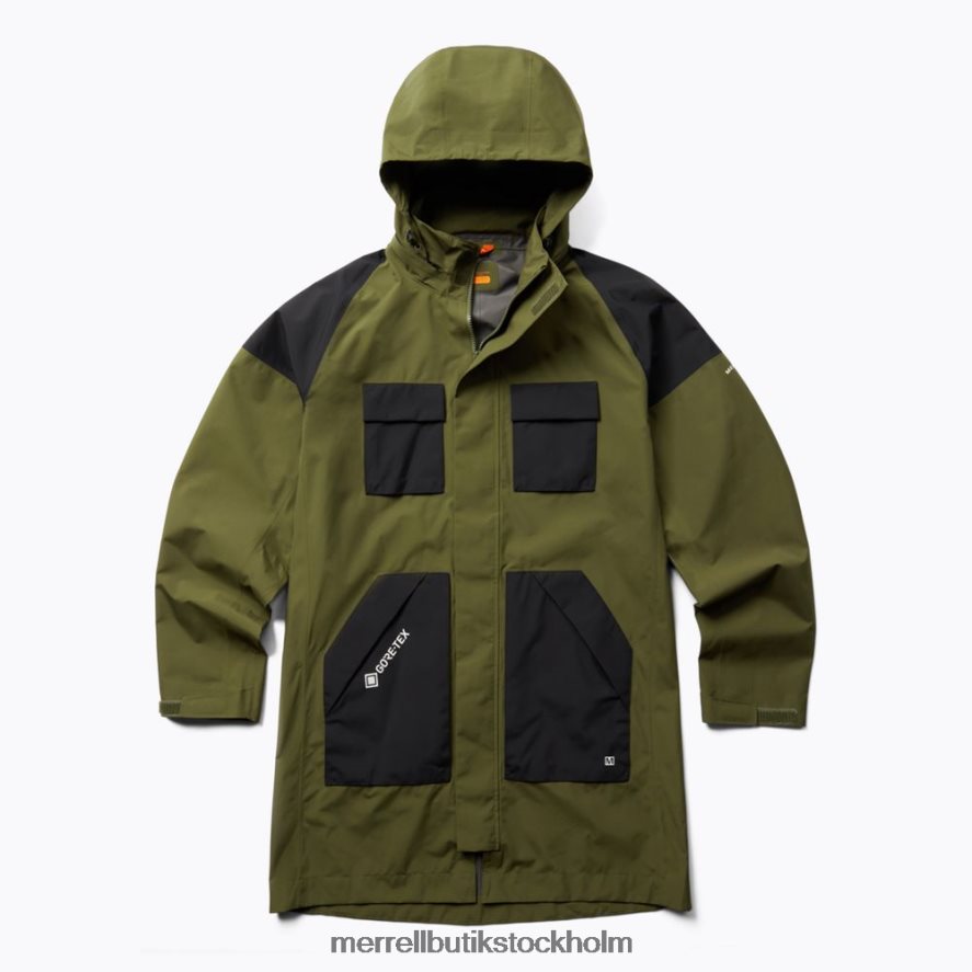 män Merrell dammig oliv gore-tex parkas med cargoficka kläder DP80HP797