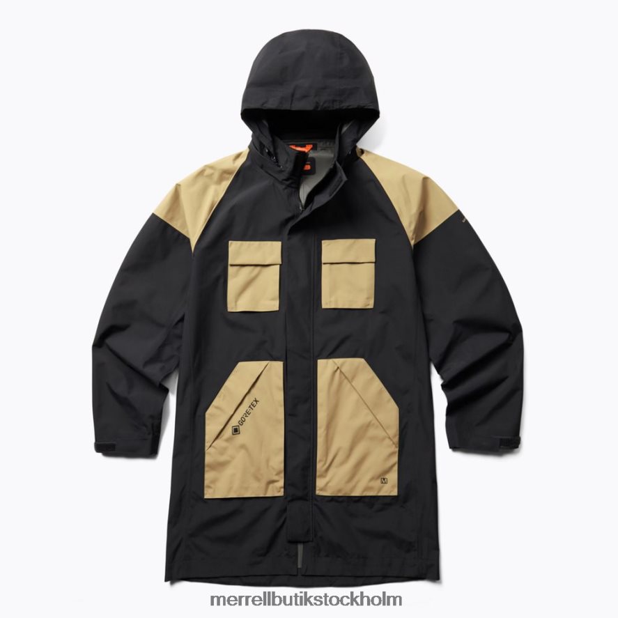 män Merrell svart gore-tex parkas med cargoficka kläder DP80HP796