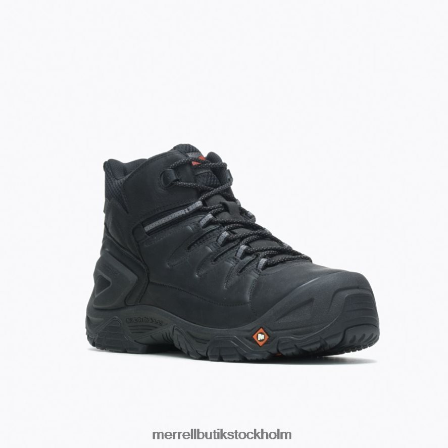 män Merrell svart strongfield läder 6\'\' vattentät komp tå arbetsstövel bred bredd skor DP80HP708