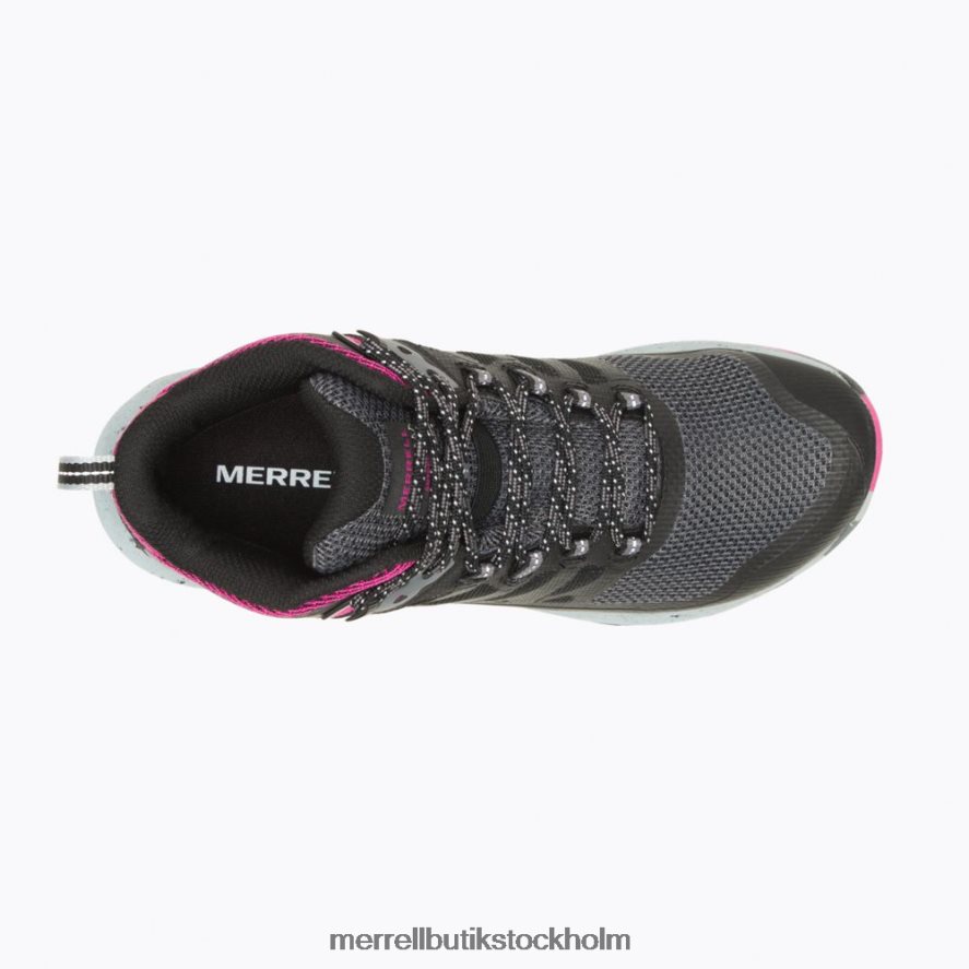 unisex- Merrell svart/fuchsia antora 3 mid vattentät skor DP80HP1084