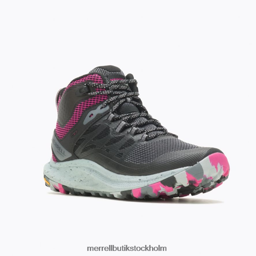 unisex- Merrell svart/fuchsia antora 3 mid vattentät skor DP80HP1084