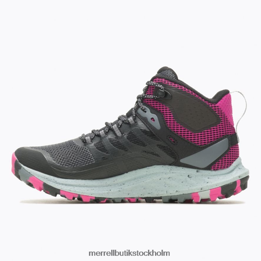 unisex- Merrell svart/fuchsia antora 3 mid vattentät skor DP80HP1084