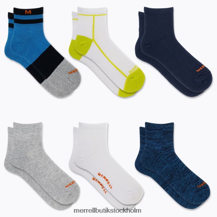 unisex- Merrell blå assorterad kudde quarter 6-pack Tillbehör DP80HP222