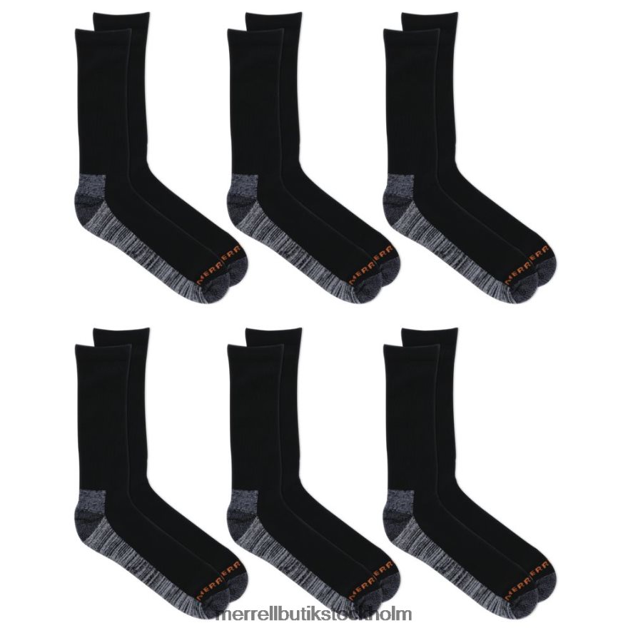 unisex- Merrell svart work crew strumpa 6-pack Tillbehör DP80HP266